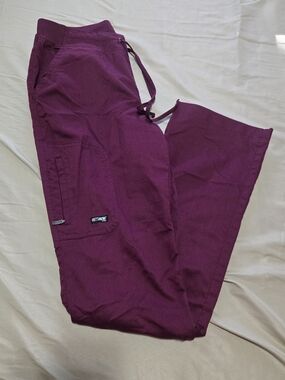 Grey's Anatomy Wide Leg Scrub Pants in Deep Plum